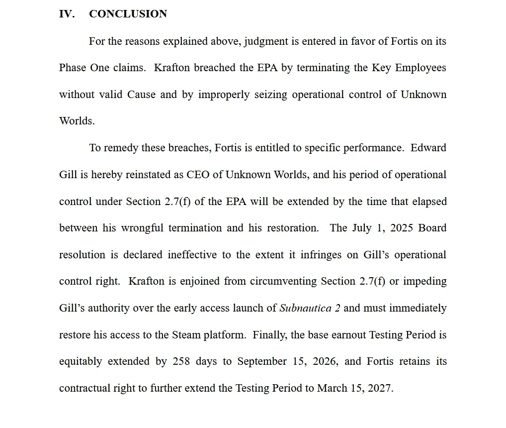 Conclusion of Post-Trial Opinion